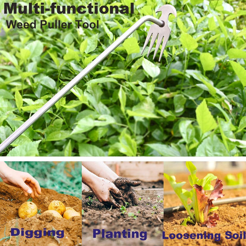 Weed Puller,Weeding Tool,Weeder Tool,Weed Puller Tool with Stainless Steel Claws & Removable Handle - Durable, Efficient Garden Cleanup Tool (19.7...