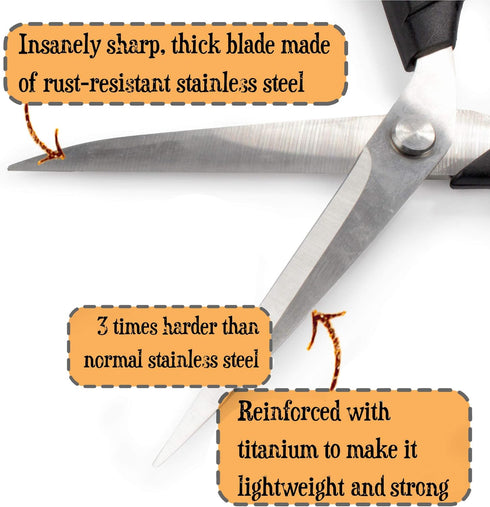 Heavy Duty Titanium Tailor Fabric Shears - 9.5" Black w/Purple - 1 Pair...