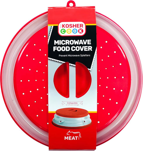 Meat Red Microwave Plate Cover, Collapsible, Food Safe Topper Prevents Splatter and Mess to Keep Microwave Clean, Color Coded Kitchen Tools...