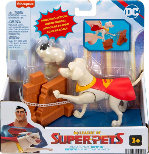 Fisher-Price DC League of Super-Pets Preschool Toy Hero Punch Krypto Poseable Figure & Accessories Set for Pretend Play Kids Ages 3+ Years...