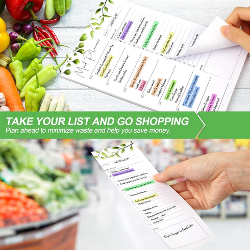 Joyberg 2 PCS Weekly Meal Planner Magnetic for Fridge 8.3x5.5”, Undated Weekly Meal Planner and Grocery List Tearable Shopping List, Magnetic Menu...