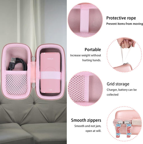 Khanka Hard Travel Case Replacement for iWALK Portable Apple Watch Charger, 9000mAh Power Bank, Case Only (Pink)......