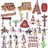 FUN LITTLE TOYS 61 PCs Wild West Cowboys and Indians Plastic Figures Toys, Toy Soldiers for Kids, Wild West Figure Playset with Horse, Tent, Army ...