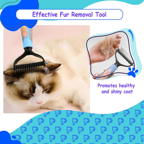 Double-Sided Pet Grooming Tool Undercoat Rake for Dogs and Cats - Professional Dematting Brush, Shedding Comb, Mat Remover, Deshedding, Safe Detan...