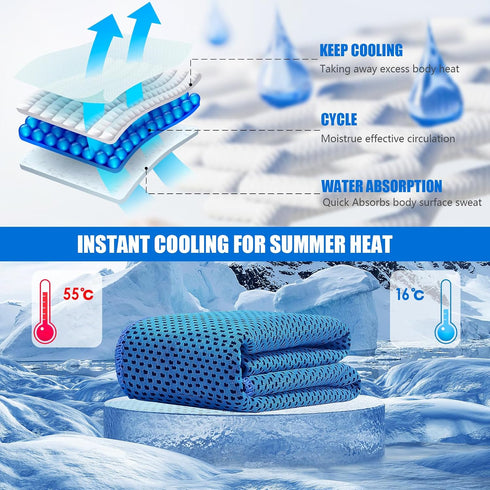 4 Pack Cooling Towels (40"x12"), Cooling Towels for Neck and Face, Gym Towel for Working Out, Soft Breathable Microfiber Ice Towel for Yoga Sport ...