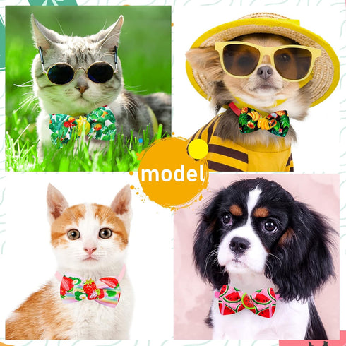 15pcs Summer Small Dog Collar with Bow Ties, Bulk Adjustable Hawaii Fruit Pattern Dog Bow Ties, Pet Dog Collar Grooming Bowties, Puppy Dog Bow Tie...