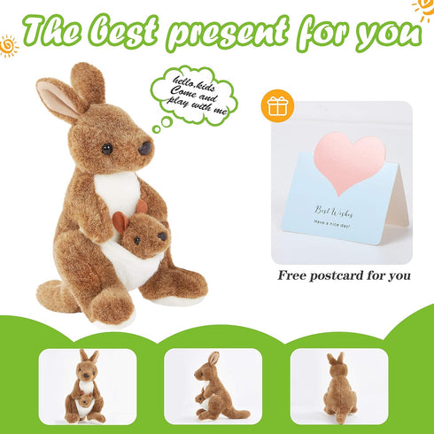 Mother's Day Stuffed Animals Kangaroo Cute Plush Toys Special Day for Kids Preschool Birthday Gifts for Kids, Brown, 10.5’’...