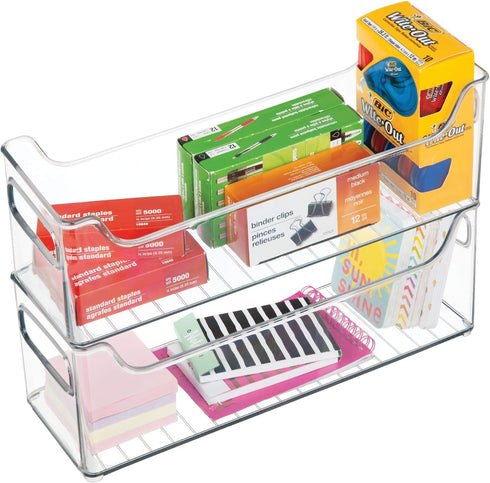 iDesign Plastic Organizer Bin with Easy Grip Handles, 14.5" x 5" x 5", Set of 2, Clear, 2 Count...