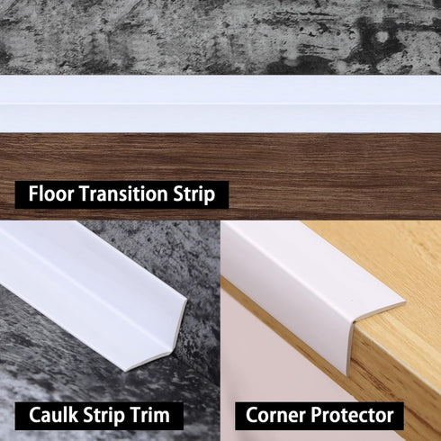 Multifunctional Wall Molding Trim & Corner Guards & Caulk Strip, Apply in Table Edge Door Frame Baseboard for Protection and Decoration, Shiny Whi...