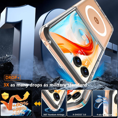 Fin2feel Magnetic Case for Motorola Razr Plus 2024 Case/Moto Razr+ 2024 Case, Motorola Razr 50 Ultra Case, Compatible with MagSafe, Transparent Ha...