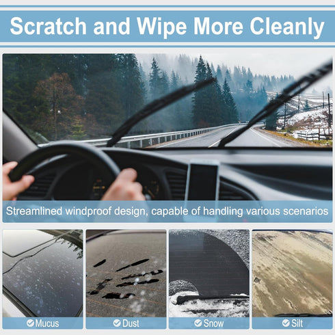 Silicone Windshield Wiper Blades Refills (Pack of 2), Adjustable Automotive Rubber Frameless Window Boneless Insert Wiper Blade Refill Universal f...