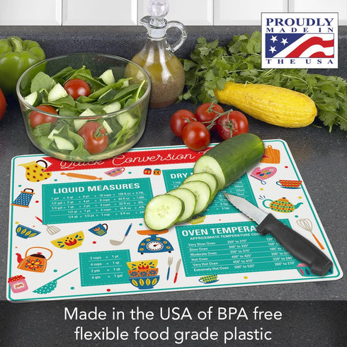 Cut N' Funnel Quick Conversion Measurement Chart on Flexible Cutting Board Mat Made in the USA of BPA Free Food Grade Plastic...