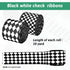 2 Rolls/ 20 Yards Black and White Checkered Ribbons Buffalo Plaid Wired Edge Ribbon Diamond Gingham Valentine's Day Gift Wrapping Ribbon for DIY H...