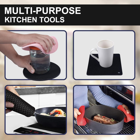 Silicone Trivets for Hot Pots and Pans,4 Packs Multipurpose Non Slip Heat Resistant Pot Holder,Heat Resistant Pot Holders Silicone Mats for Kitche...