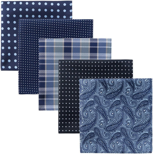 Retreez 5 Piece Assorted Woven Microfiber Premium Pocket Square Gift Box Set - Set 006...