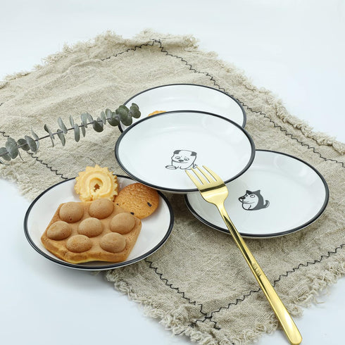 Cute Cartoon Dog Ceramic Seasoning Dishes Sauce Dish Sushi Dipping Bowl Appetizer Plates Tea Bag Holder Serving Dish for Kitchen 5'' (Dog)...