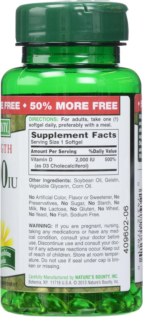 Nature's Bounty, D 2000 Iu Softgels, 150 Count...