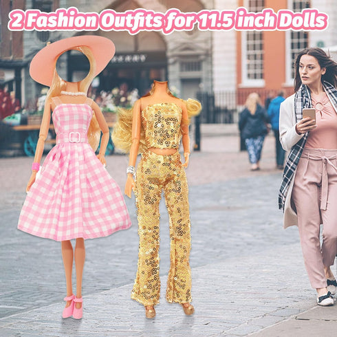 36 Pcs Doll Clothes for 11.5 inch Doll Include 1 The Movie Pink Dress 1 Sequn Outfits 1 Winter Set 3 Fashion Dress 1 Shawls 14 Makeup Kit 1 Hat 12...