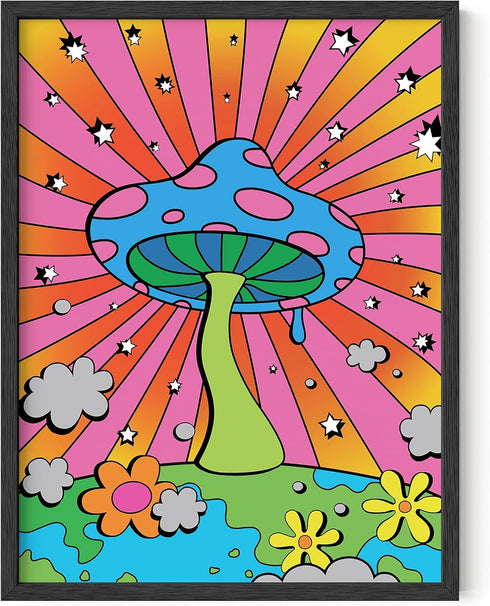 HAUS AND HUES Mushroom Poster Trippy Posters - Indie Posters Posters for Room Aesthetic Trippy Hippie Posters Y2K Poster Mushroom Art Indie Pictur...