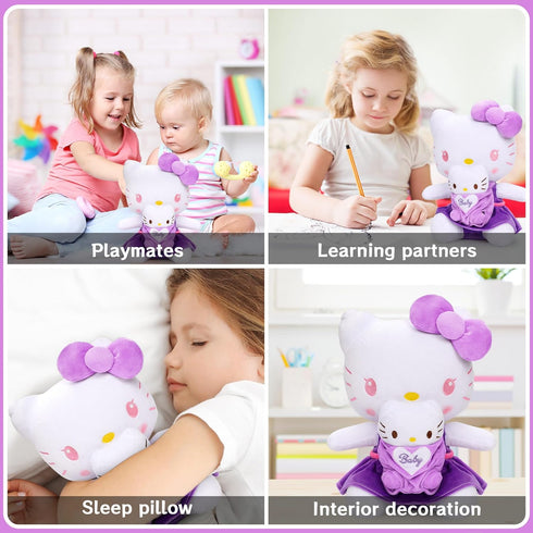 Kitty Plush Toy - 13.4 Inch Cartoon Kitten Mommy Plush with a Baby Plush Stuffed Animal Plush Pillow Birthday Gift for Kids Girls for Children's R...