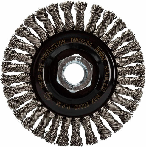 DEWALT Wire Wheel, Stainless, Stringer Bead , 4-Inch x 5/8-Inch, 11 HP, .020-Inch (DW49204)...