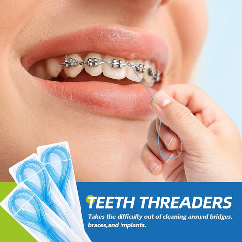 Floss Threaders,Essential Tool for Maintaining Oral Health with Braces, Bridges, and Implants 400 Count (Pack of 8)...