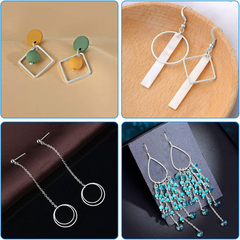 Ximalun 120Pcs Earring Hoops for Jewelry Making,Earring Finding Hypoallergenic Earrings Beading Hoop Bulk Open Bezel Pendant Frame Teardrop Square...