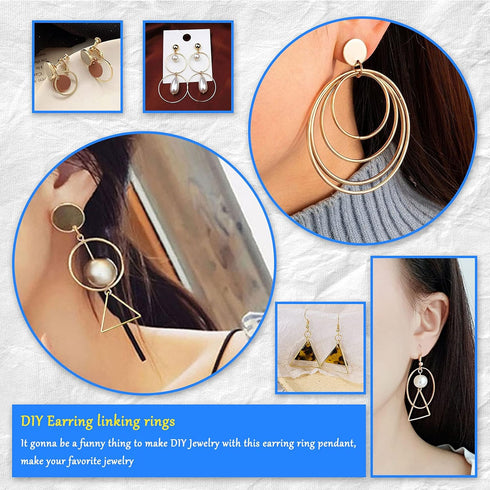 100Pcs Earring Beading Hoops for Jewelry Making,50Pcs Round Earrings Findings Hoops 50Pcs Triangle Earring Beading Hoops for DIY Craft Jewelry Mak...