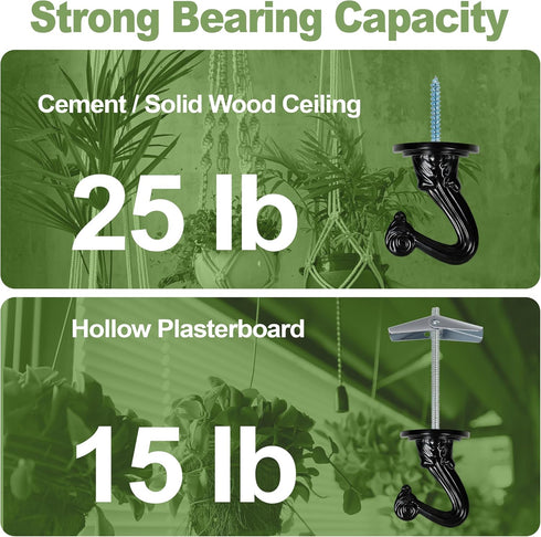 Ceiling Swag Hook Sets - Heavy Duty Hooks with Mounting Hardware for Hanging Plant, Ceiling or Extender Chains - Easy Install with Screws/Brackets...
