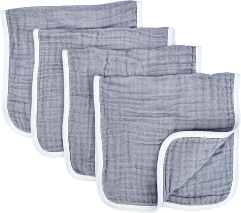 Muslin Burp Cloths Large 20 by 10 Inches 100% Cotton 6 Layers Extra Absorbent and Soft (Grey)...