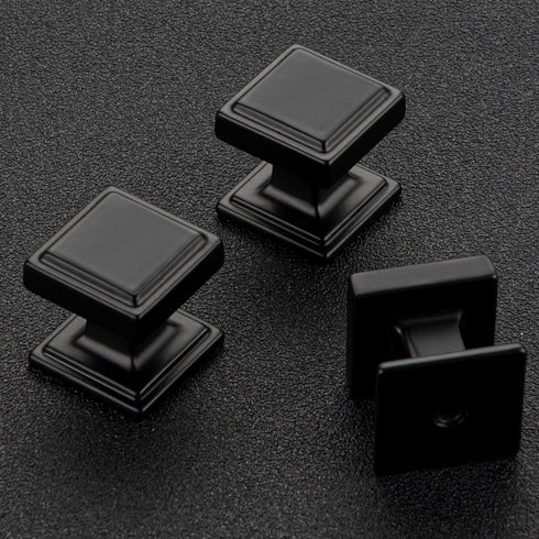 Home Expert Black Cabinet Knobs 5 Pack Kitchen Cabinet Knobs Square Black Knobs for Kitchen Cabinets and Drawers Matte Black Drawer Pulls and Knob...