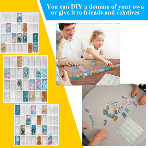 Domino Resin Molds Double 12 Colored Dot Dominoes Molds Epoxy Domino Resin Candy Clay Silicone Dominoes for DIY Craft...