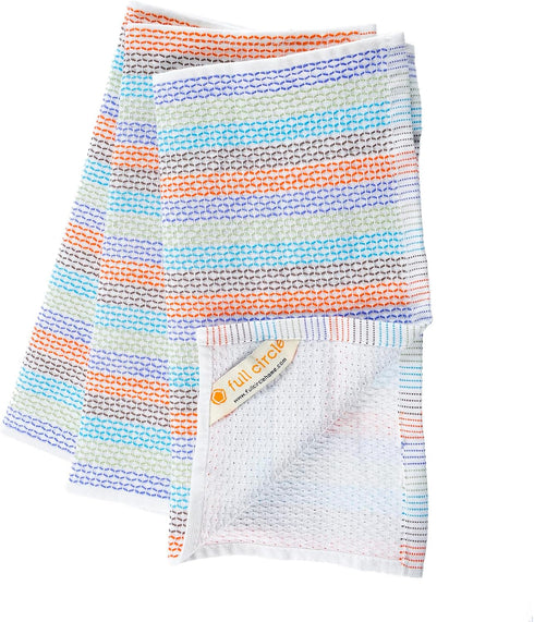 Full Circle Tidy 100% Organic Cotton Dish Cloths, Set of 3, Multicolored...