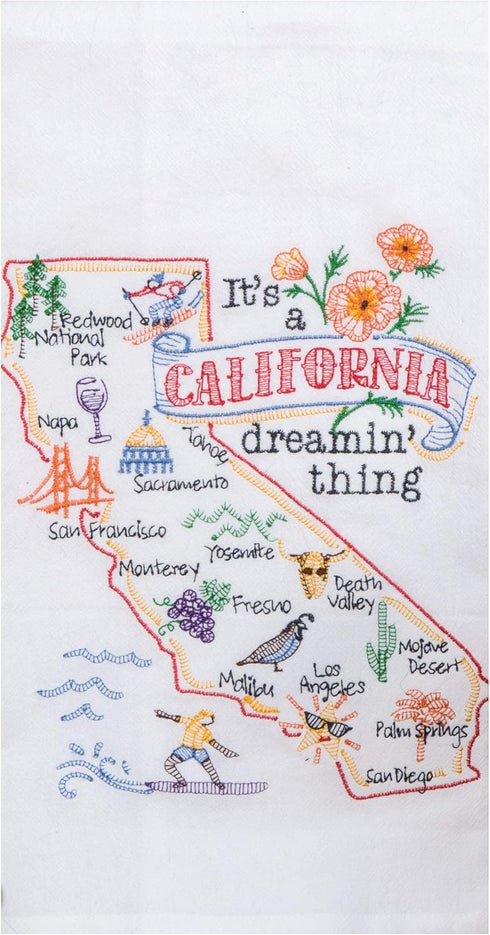 2 Piece Kay Dee Home State of California Embroidered Kitchen Towel Bundle...