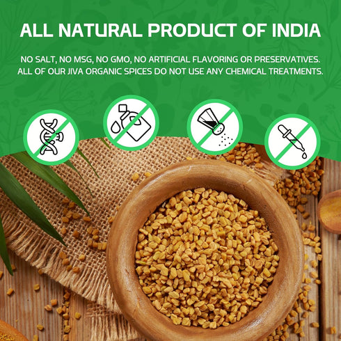 Jiva Organics Organic Fenugreek Powder 7oz Bag - Gluten Free, Non-GMO, Methi Powder, Pure, Raw & Natural - Great As A Spice Or Even For Hair Growt...