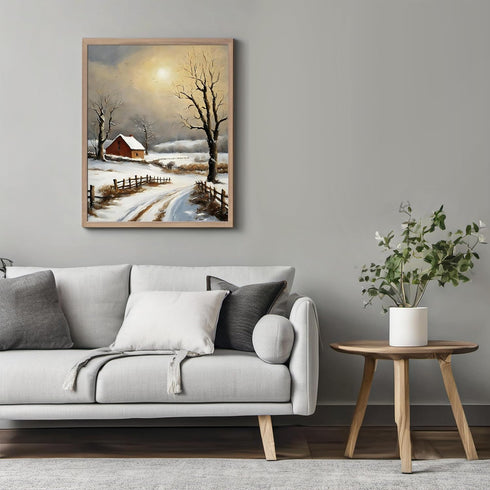 Posterizer 1 pcs-beautiful scenary of snowy winter in oil painting style-6-Landscape & Nature Art-GIft for Men Women Teens-Dining Room Decor- unfr...