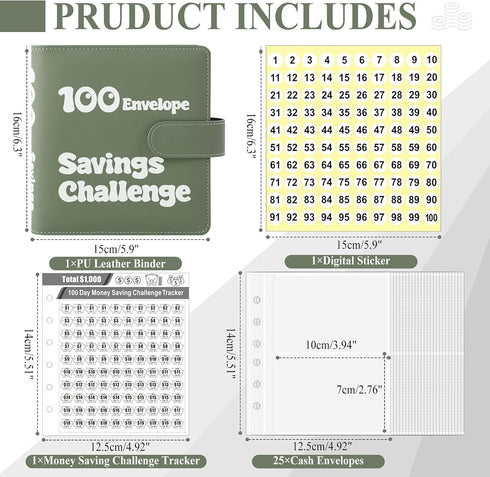100 Envelopes Money Saving Challenge, Small 1000 Savings Challenge Binder with Cash Envelopes, Budget Binder for Budgeting and Organizing, Easy & ...