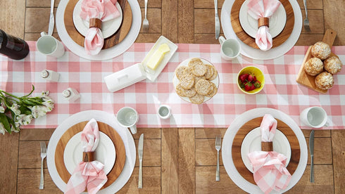 DII Buffalo Check Collection, Classic Farmhouse Table Runner, 14x108, Pink & White...