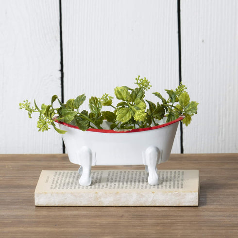 Foreside Home & Garden Red Rim White Enamel Bathtub Soap Dish...