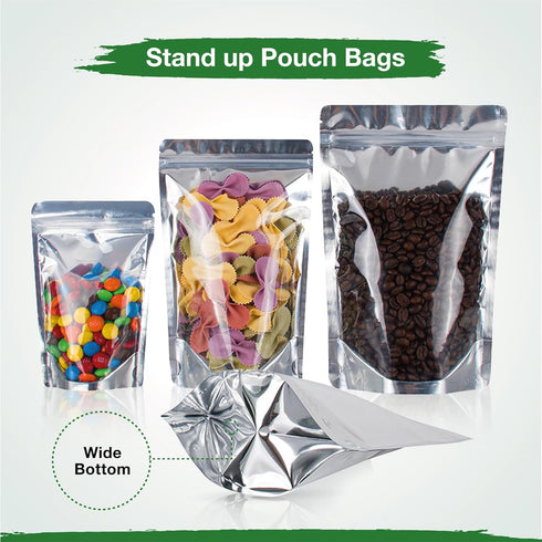 BELLE KR® 4x6 Mylar Bags for Freeze Dried Candy - Pack Of 100-7.5mil Thick - 1/2 Pint Stand Up Small Clear Mylar Bags with See Through Window for ...