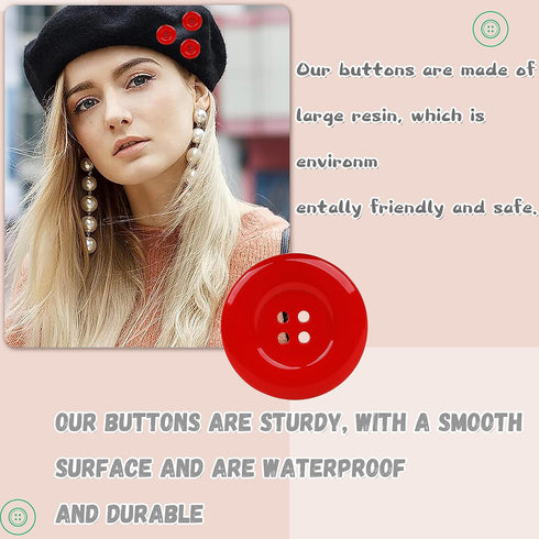 YAKA 50pcs 4 Holes Round Sewing Resin Buttons1.5inch/38mm in Bulk for Environmental Sewing Fasteners Scrapbooking DIY Sewing Tailor Crafts Coats C...