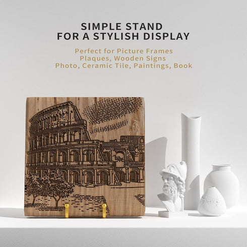 Plate Stands for Display - 4.5 Inch Metal Square Wire Plate Holder Display Stand + Picture Frame Stand Holder Easel for Book, Decorative Plate, Pl...