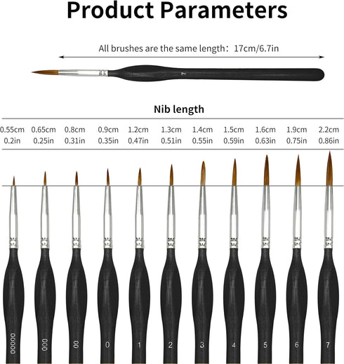 Fine Detail Paint Brushes Set 11pcs, Miniature Painting Brushes Kit for Oil, Acrylic, Models,Watercolor and Gouache, Nylon Hair Paint Brush, Profe...