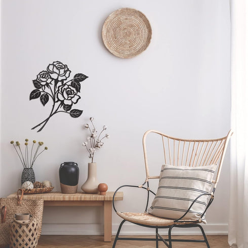 Vivegate Rose Metal Art - Giant Rose Flower Wall Decor for Living Room (Large - 17.5"X13.5")...
