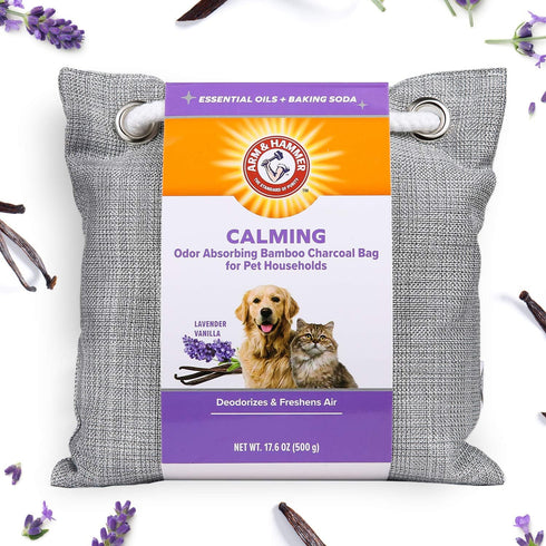 Arm & Hammer for Pets Air Care Calming Bamboo Charcoal Air Purifying Bag in Lavender Vanilla Scent | 17.6 oz Odor Absorbing Charcoal Bag | Easy Pe...