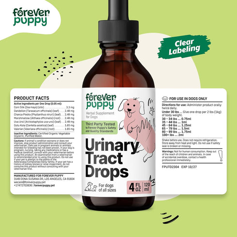 Urinary Tract Drops for Dogs - Bladder Support w/Corn Silk & Chanca Piedra Stone Breaker - Herbal Dog Food Supplements for Kidney Support - Liquid...