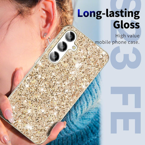 S23 FE Glitter Case for Samsung Galaxy S23 FE 5G Phone Case for Women Girls, Slim Ultra Thin Matte Back Shockproof Protective Cover for Samsung S2...
