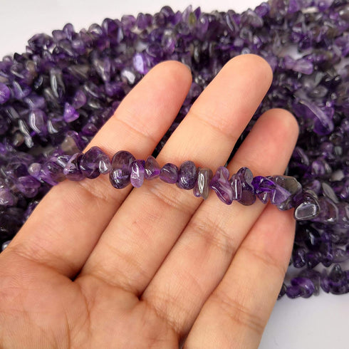 90 Inches Amethyst Irregular Shaped Crystal and Healing Tumbled Chip Stone Beads for Jewelry Making...