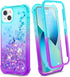 Ruky for iPhone 13 Case & iPhone 14 Case, Glitter Liquid Full Body Rugged Cover with Built-in Screen Protector Soft TPU Shockproof Girls Women Cas...