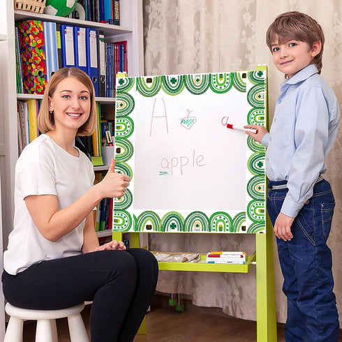 49.2 Ft St. Patrick's Day Rainbow Bulletin Board Border Roll, Self-Adhesive Shamrock Bulletin Board Border Trim for Patrick's Day Party School Cla...